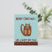 Rufus Cat Kawaii Kerstgroeten Feestdagenkaart (Staand voorkant)