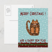 Rufus Cat Kawaii Kerstgroeten Feestdagenkaart (Voorkant / Achterkant)
