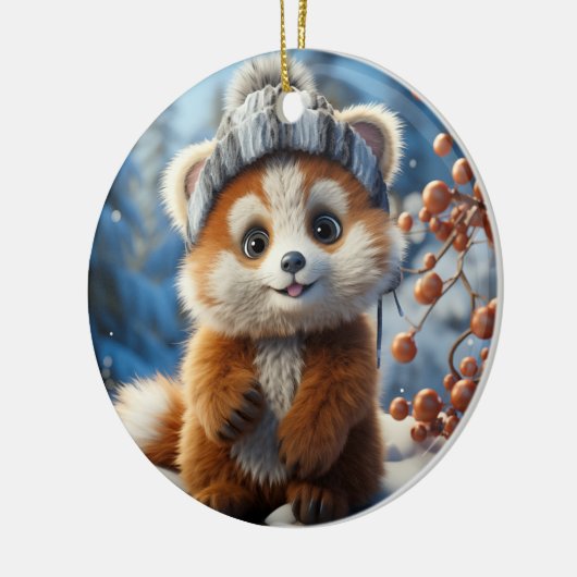 Rufus - Een schattige rode panda Keramisch Ornament (Links)