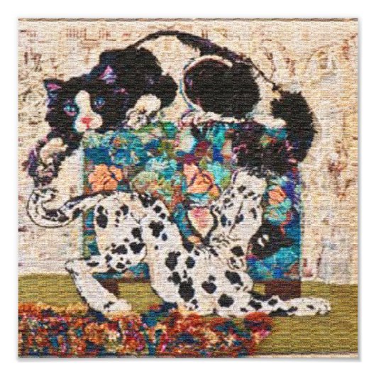 Rug Burn Chase Dog en Cat Foto Afdruk (Voorkant)