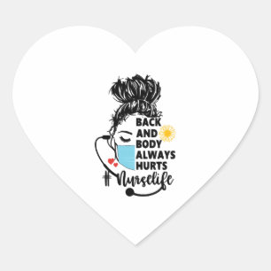 Rug en lichaam kwetst het leven van de verpleegste hart sticker