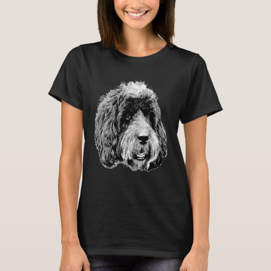 Rug en wit afbeelding van een Cockapoo hoofd allee T-shirt (Voorkant)