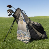 Rug Fuji berg van de Minobu-rivier Hokusai Golfhanddoek (Groen)