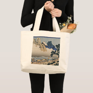 Rug Fuji berg van de Minobu-rivier Hokusai Grote Tote Bag
