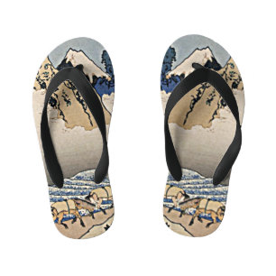 Rug Fuji berg van de Minobu-rivier Hokusai Kinder Teenslippers