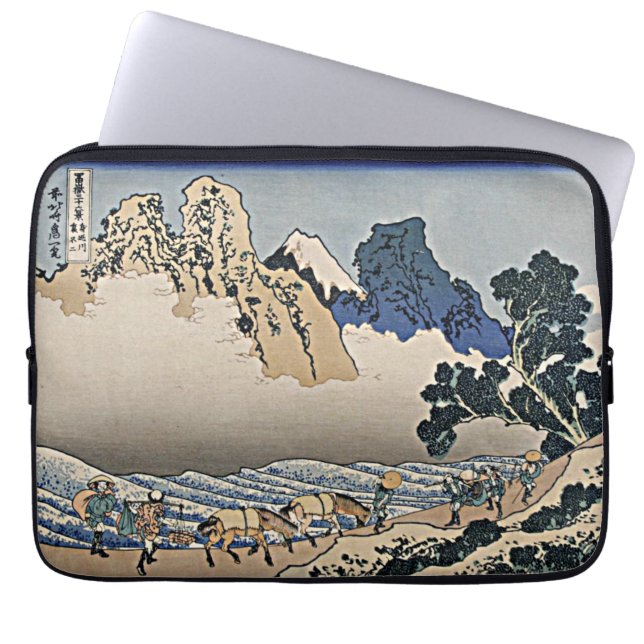Rug Fuji berg van de Minobu-rivier Hokusai Laptop Sleeve (Voorkant)