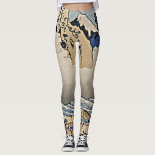 Rug Fuji berg van de Minobu-rivier Hokusai Leggings