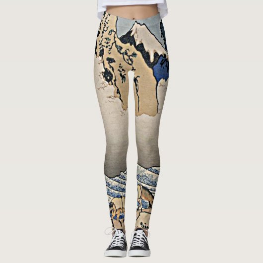 Rug Fuji berg van de Minobu-rivier Hokusai Leggings (Voorkant)