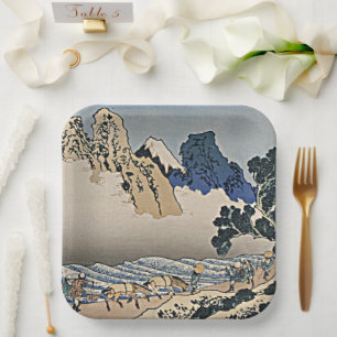 Rug Fuji berg van de Minobu-rivier Hokusai Papieren Bordje