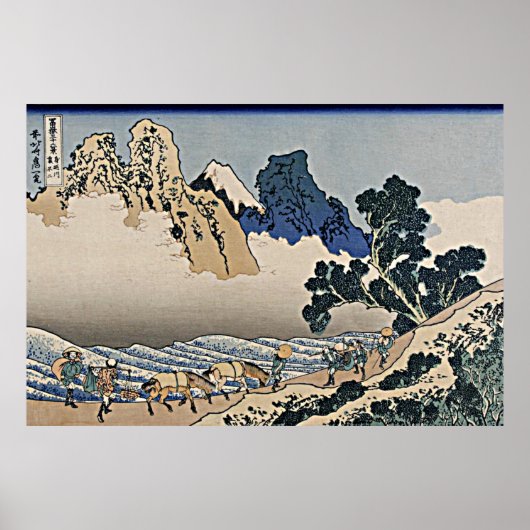 Rug Fuji berg van de Minobu-rivier Hokusai Poster (Voorkant)