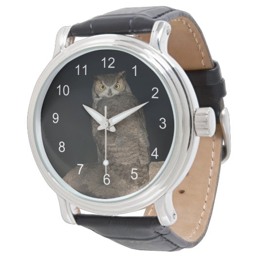 Rug Great Horned Owl Horloge (Gekanteld)