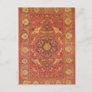 Rug ingericht met scènes van vechtdieren briefkaart