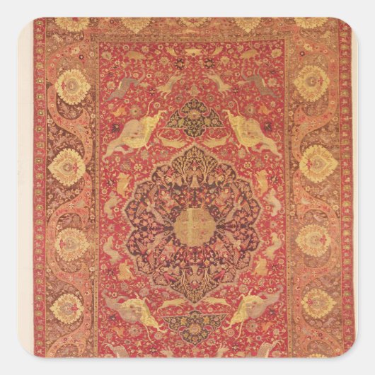 Rug ingericht met scènes van vechtdieren vierkante sticker (Voorkant)