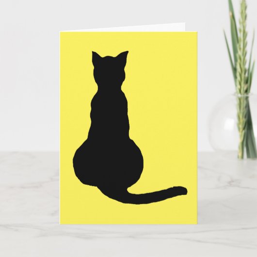 Rug Uitzicht van een ongehoorzame kat zwart silhou Kaart (Voorkant)
