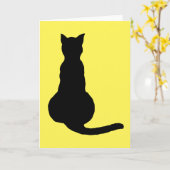 Rug Uitzicht van een ongehoorzame kat zwart silhou Kaart (Gele Bloem)