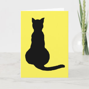 Rug Uitzicht van een ongehoorzame kat zwart silhou Kaart