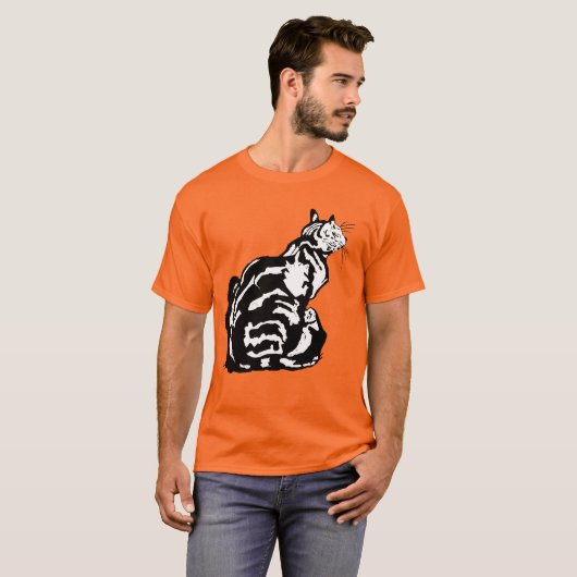 Rug Uitzicht van een ongehoorzame Tabby Cat T-shirt (Voorkant volledig)