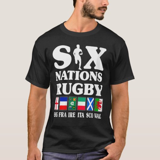 Rugby 6 Nations England Frankrijk Ierland Italië S T-shirt (Voorkant)