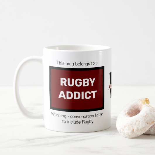Rugby Addict Voeg Jouw naam Monogram Initiaal toe Koffiemok (Met donut)