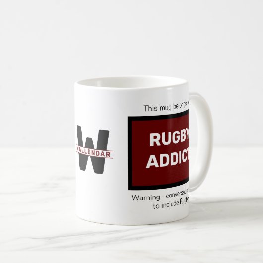 Rugby Addict Voeg Jouw naam Monogram Initiaal toe Koffiemok (Voorkant rechts)