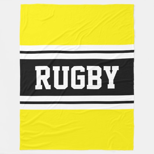 Rugby Athletic Bright Yellow Black Racing Stripes Fleece Deken (Voorkant)