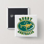 rugby - australia kangaroo wallaby aussie vierkante button 5,1 cm (Voorkant /achterkant)