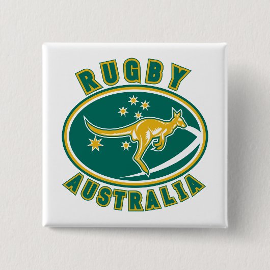 rugby - australia kangaroo wallaby aussie vierkante button 5,1 cm (Voorkant)