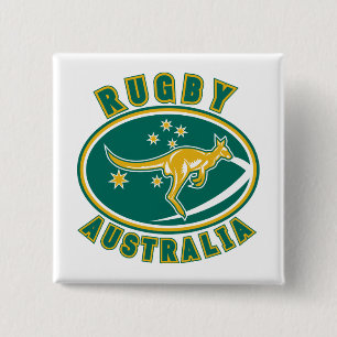rugby - australia kangaroo wallaby aussie vierkante button 5,1 cm