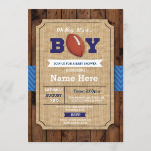 Rugby Baby shower American football Boy Invite Kaart