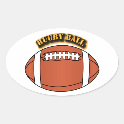Rugby Bal met Tekst Ovale Sticker (Voorkant)