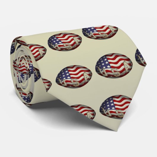 Rugby Ball American Flag U.S.A. Stropdas (Opgerold)