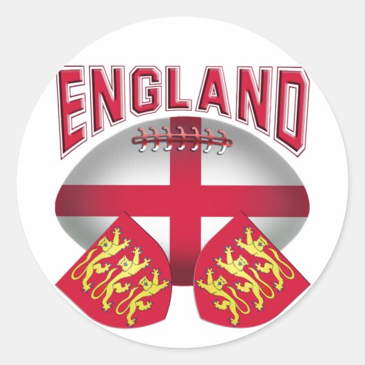Rugby Ball Flag of England Ronde Sticker (Voorkant)