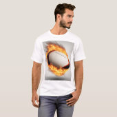 Rugby Ball On Fire Cool Design T-shirt (Voorkant volledig)