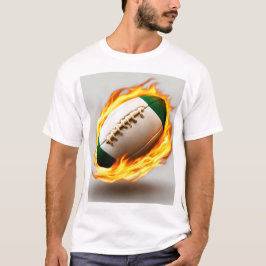 Rugby Ball On Fire Cool Design T-shirt