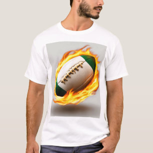 Rugby Ball On Fire Cool Design T-shirt