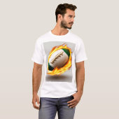 Rugby Ball On Fire Cool Design T-shirt (Voorkant volledig)