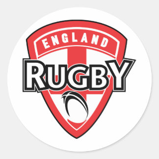 Rugby Ball Shield Engelse Kruisvlag Ronde Sticker
