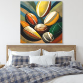 Rugby ballen schilderij - stretched canvas print (Insitu (Slaapkamer))