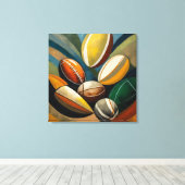 Rugby ballen schilderij - stretched canvas print (Insitu (Houten vloer))