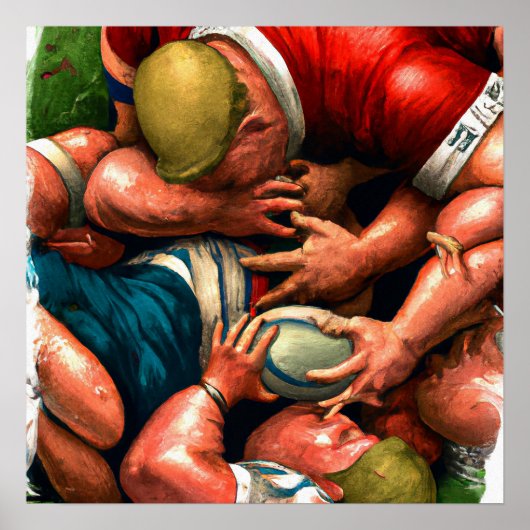 Rugby Battle - Rugby Art Print (Voorkant)