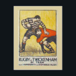 Rugby bij Twickenham met de tram van Hammersmith Briefkaart<br><div class="desc">Rugby bij Twickenham met de tram van Hammersmith en Shepherds Struik, Vintage travel poster vanuit Londen</div>