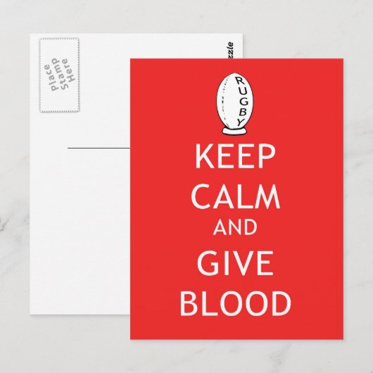 Rugby - Blijf kalm en geef bloed Briefkaart (Voorkant / Achterkant)