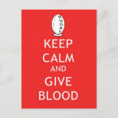 Rugby - Blijf kalm en geef bloed Briefkaart (Voorkant)