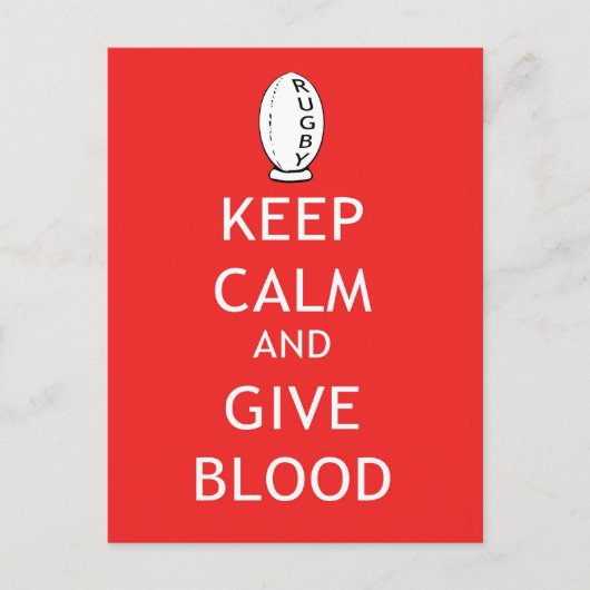 Rugby - Blijf kalm en geef bloed Briefkaart (Voorkant)