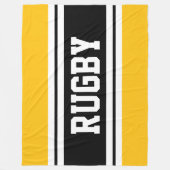 RUGBY Bold Geel Zwart Wit Racing Stripes Fleece Deken (Voorkant)