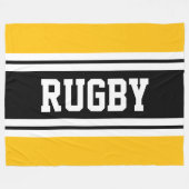 RUGBY Bold Geel Zwart Wit Racing Stripes Fleece Deken (Voorkant (Horizontaal))