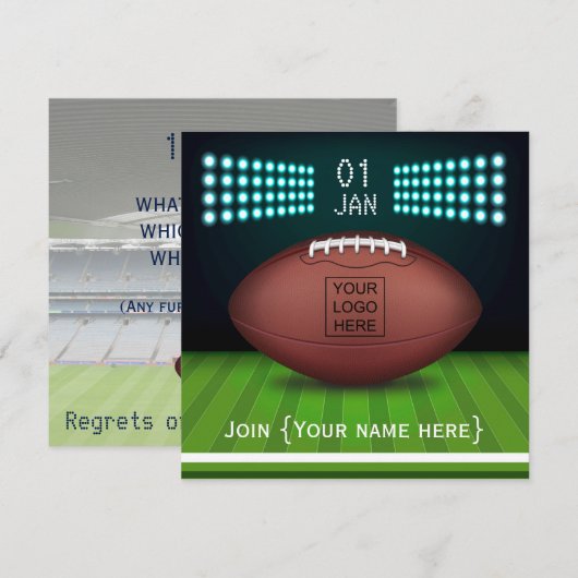 Rugby Celebration Party Invitation add foto Kaart (Voorkant / Achterkant)