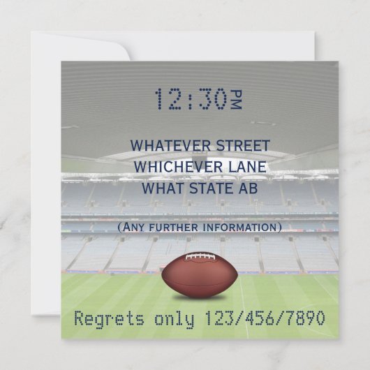 Rugby Celebration Party Invitation add foto Kaart (Achterkant)