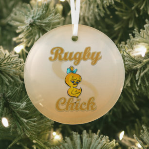 Rugby Chick Glas Ornament