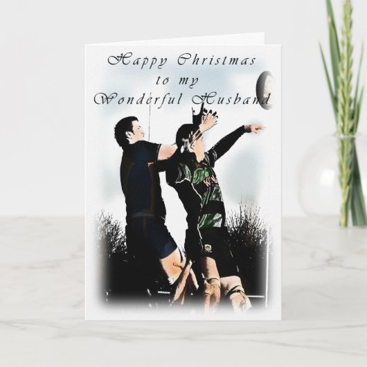 Rugby Christmas Husband Feestdagen Kaart (Voorkant)
